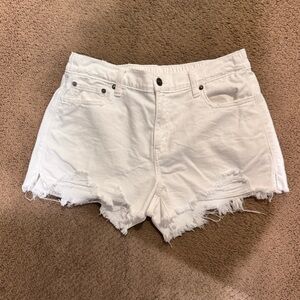 Aerie White Elastic Waist cutoff shorts